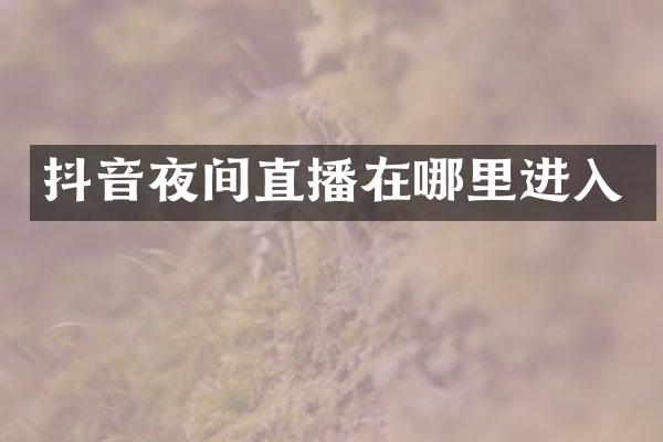 抖音夜间直播在哪里进入