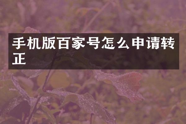 手机版百家号怎么申请转正