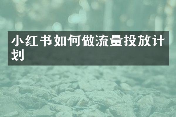 小红书如何做流量投放计划