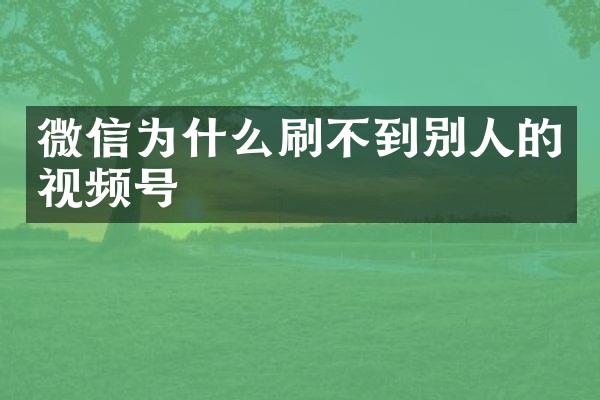 微信为什么刷不到别人的视频号
