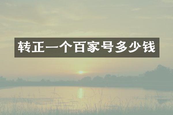 转正一个百家号多少钱