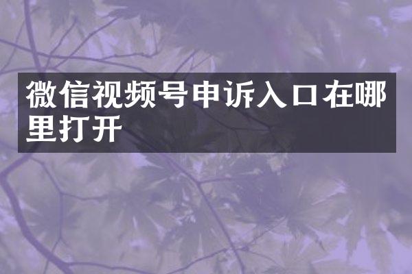 微信视频号申诉入口在哪里打开