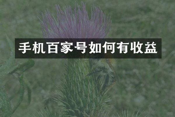手机百家号如何有收益