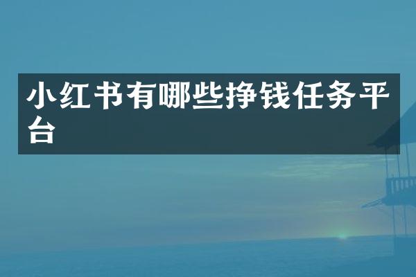 小红书有哪些挣钱任务平台