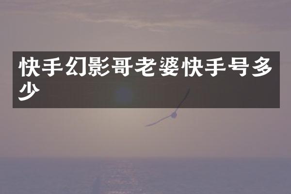 快手幻影哥老婆快手号多少