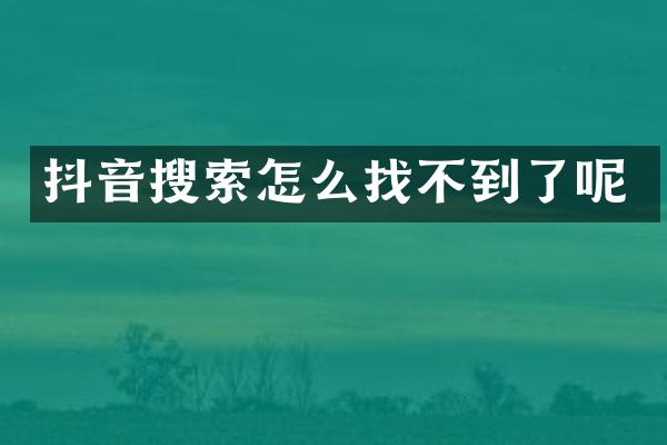 抖音搜索怎么找不到了呢