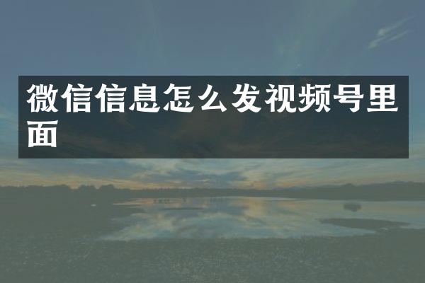 微信信息怎么发视频号里面