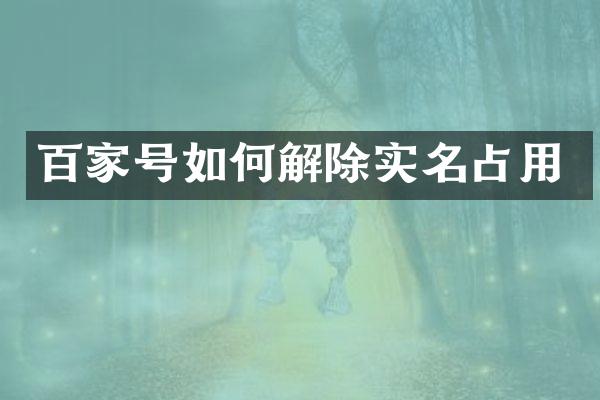 百家号如何解除实名占用