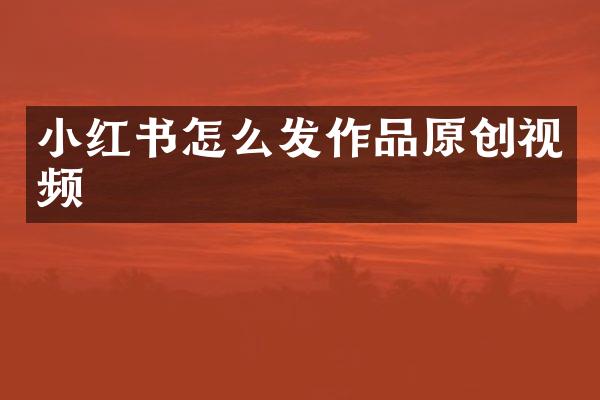 小红书怎么发作品原创视频