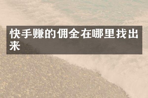 快手赚的佣金在哪里找出来