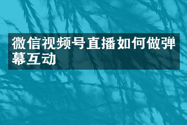 微信视频号直播如何做弹幕互动