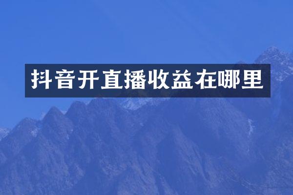 抖音开直播收益在哪里