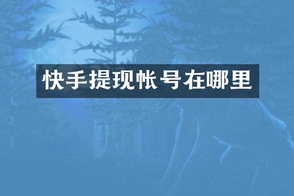 快手提现帐号在哪里