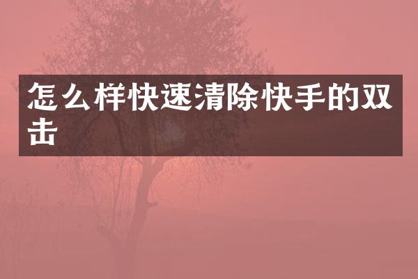 怎么样快速清除快手的双击