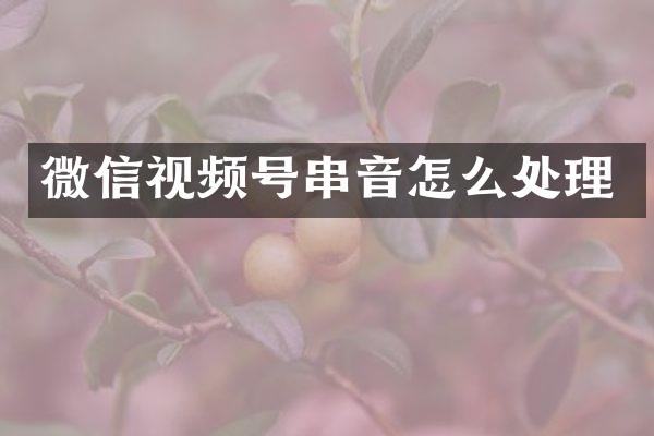 微信视频号串音怎么处理