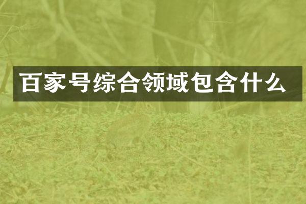 百家号综合领域包含什么