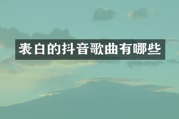 表白的抖音歌曲有哪些