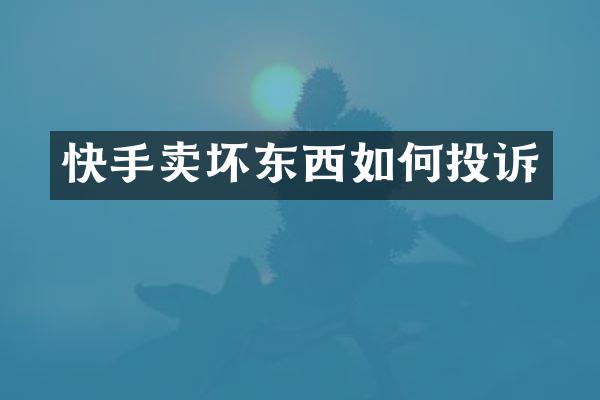 快手卖坏东西如何投诉