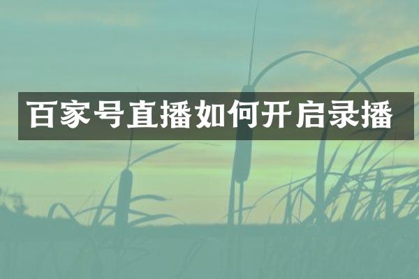 百家号直播如何开启录播
