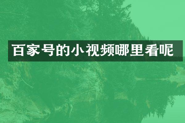 百家号的小视频哪里看呢