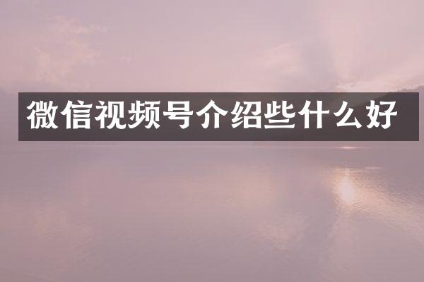 微信视频号介绍些什么好