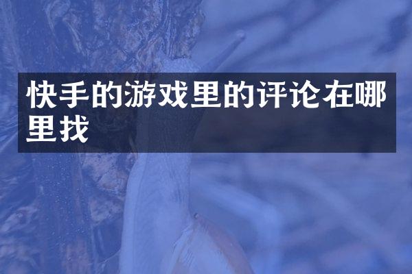 快手的游戏里的评论在哪里找