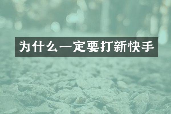 为什么一定要打新快手