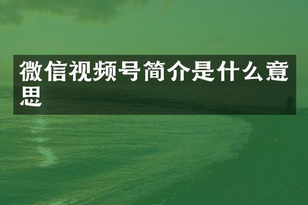 微信视频号简介是什么意思