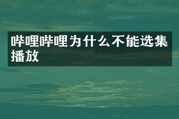 哔哩哔哩为什么不能选集播放
