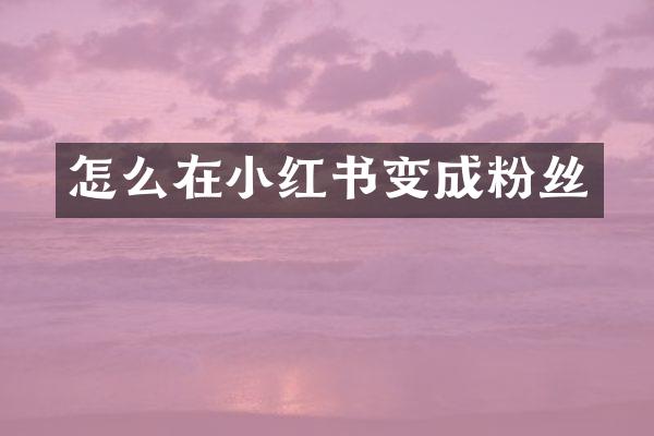 怎么在小红书变成粉丝