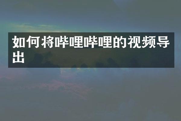 如何将哔哩哔哩的视频导出