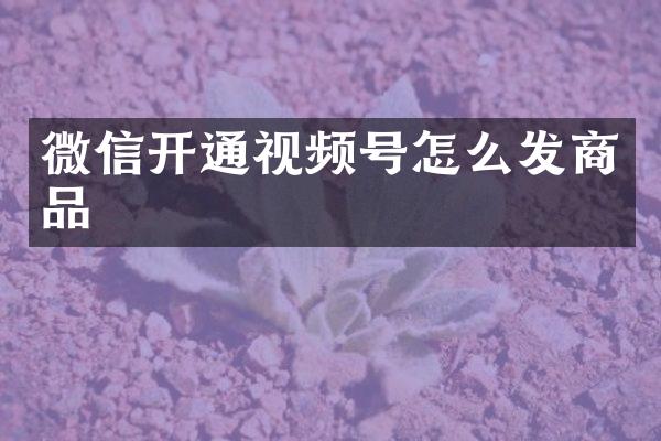 微信开通视频号怎么发商品
