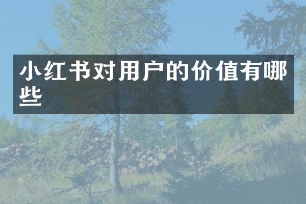 小红书对用户的价值有哪些