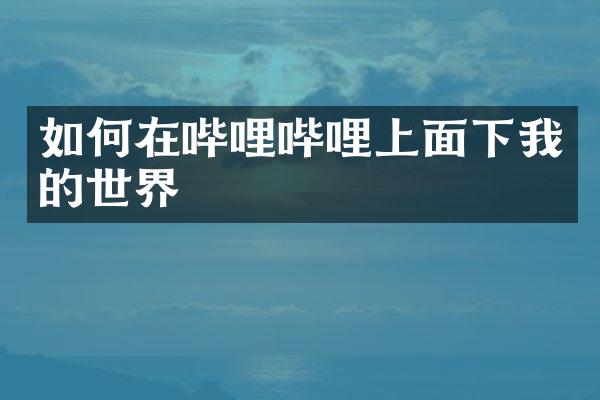 如何在哔哩哔哩上面下我的世界