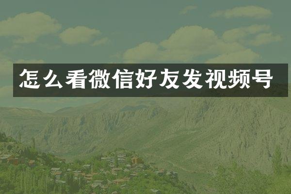 怎么看微信好友发视频号