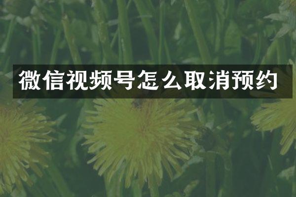 微信视频号怎么取消预约