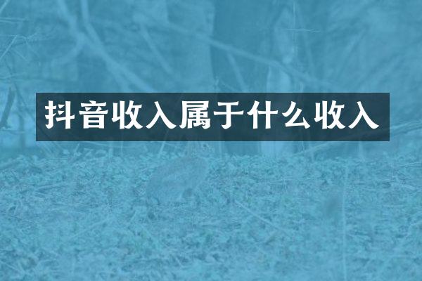 抖音收入属于什么收入