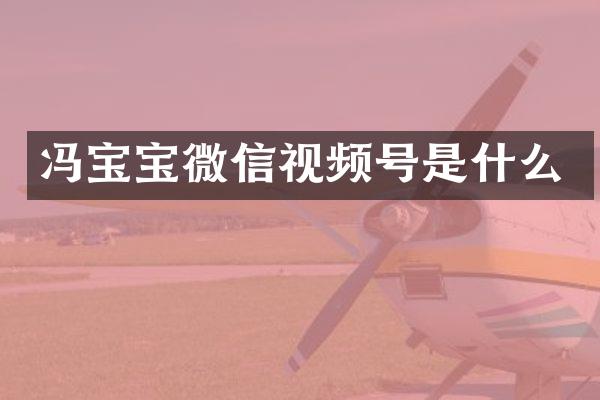 冯宝宝微信视频号是什么