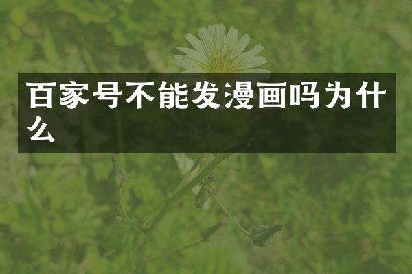 百家号不能发漫画吗为什么