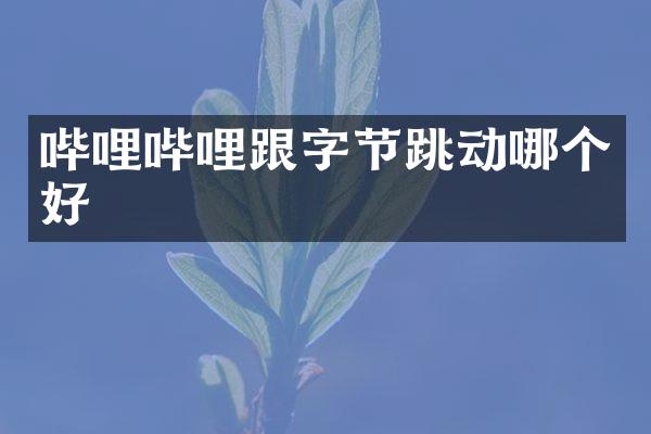 哔哩哔哩跟字节跳动哪个好