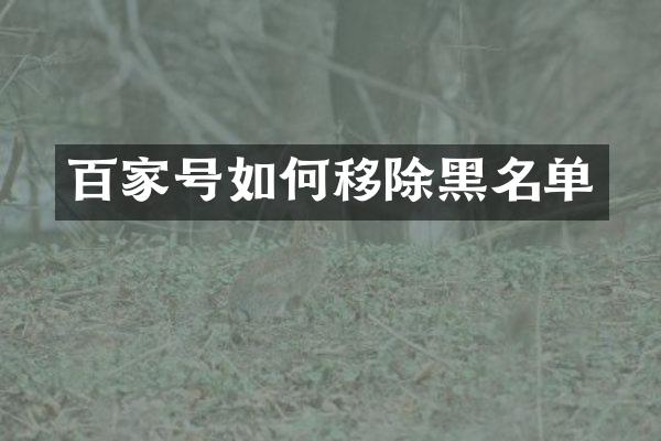 百家号如何移除黑名单