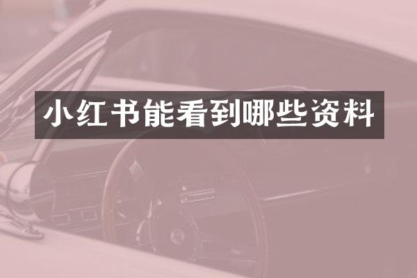 小红书能看到哪些资料