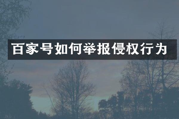 百家号如何举报侵权行为