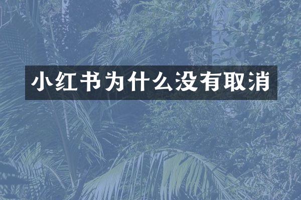 小红书为什么没有取消
