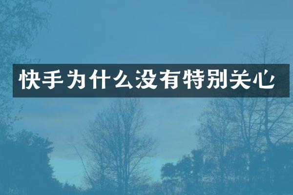 快手为什么没有特别关心