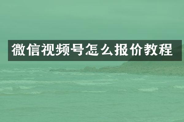微信视频号怎么报价教程