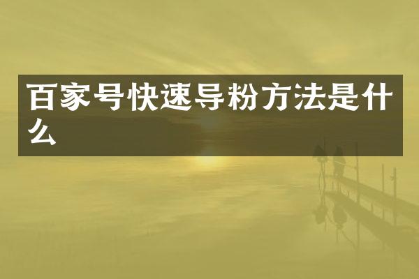 百家号快速导粉方法是什么