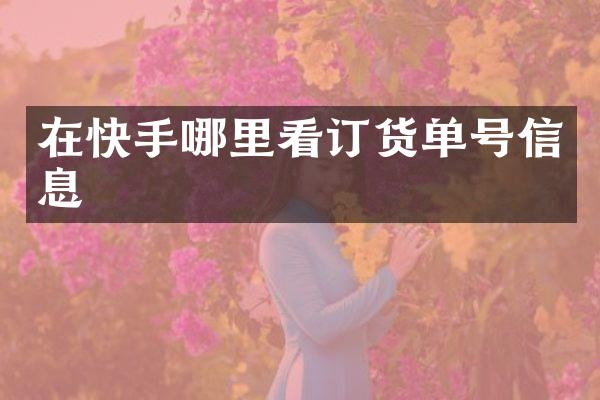 在快手哪里看订货单号信息