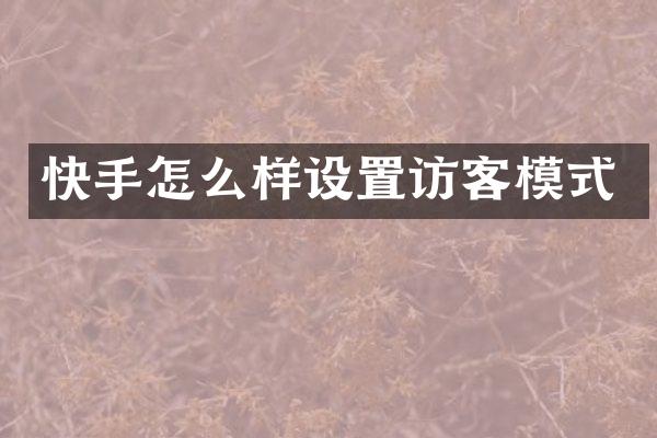 快手怎么样设置访客模式