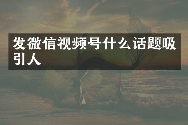 发微信视频号什么话题吸引人